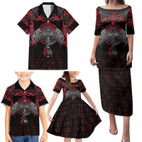 Black Dragon Vikings Family Matching Puletasi and Hawaiian Shirt - Wonder Print Shop