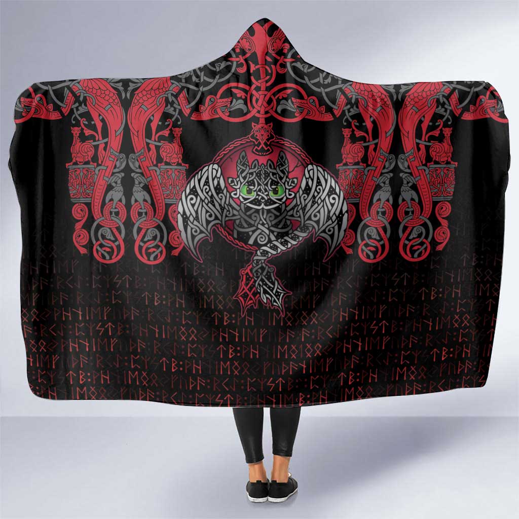 Black Dragon Vikings Hooded Blanket - Wonder Print Shop