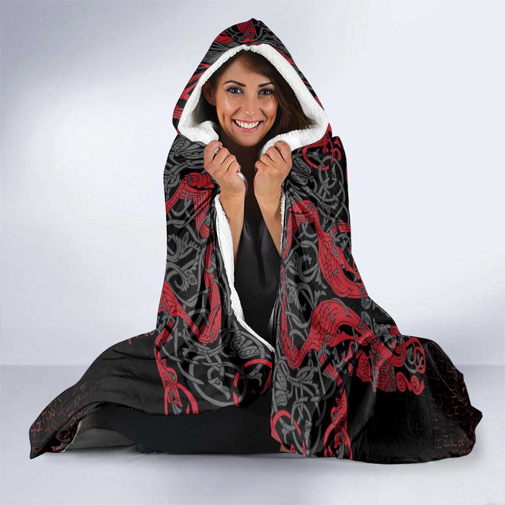 Black Dragon Vikings Hooded Blanket - Wonder Print Shop