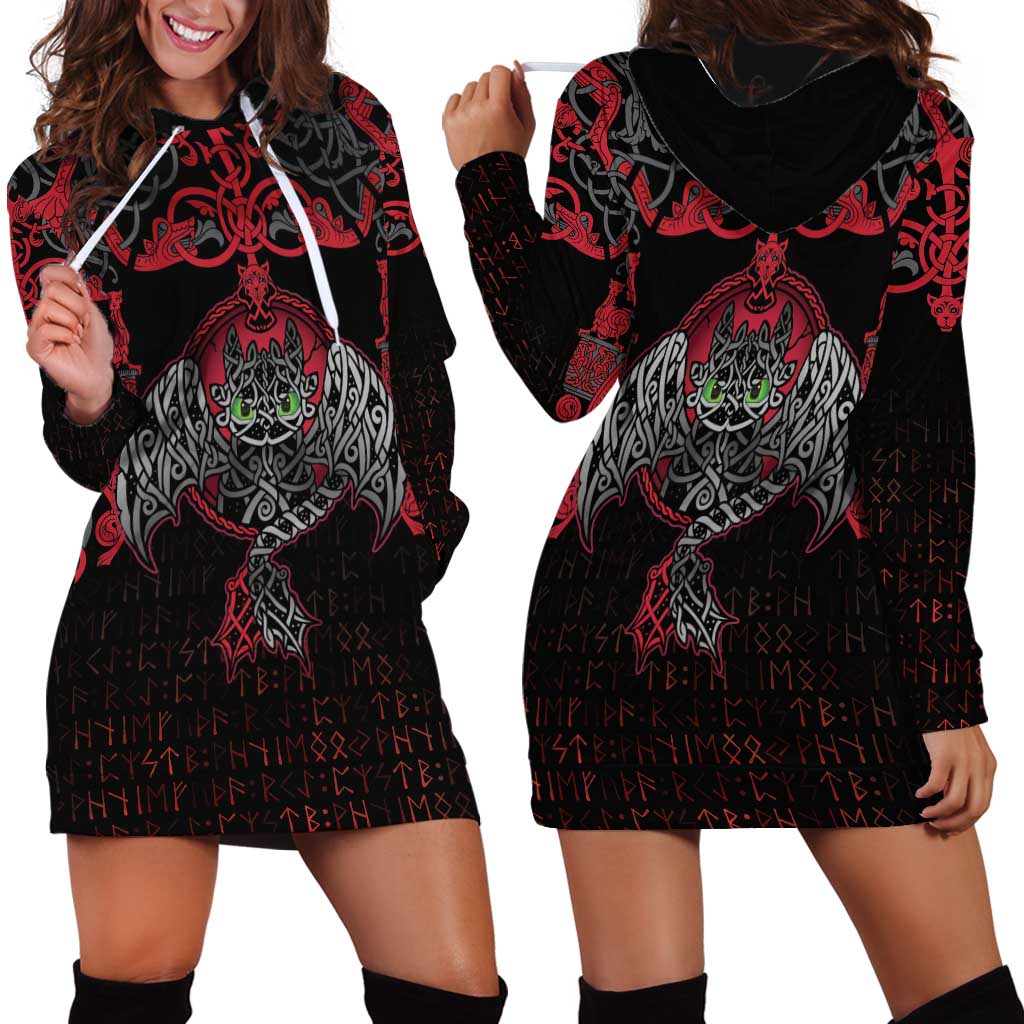 Black Dragon Vikings Hoodie Dress - Wonder Print Shop