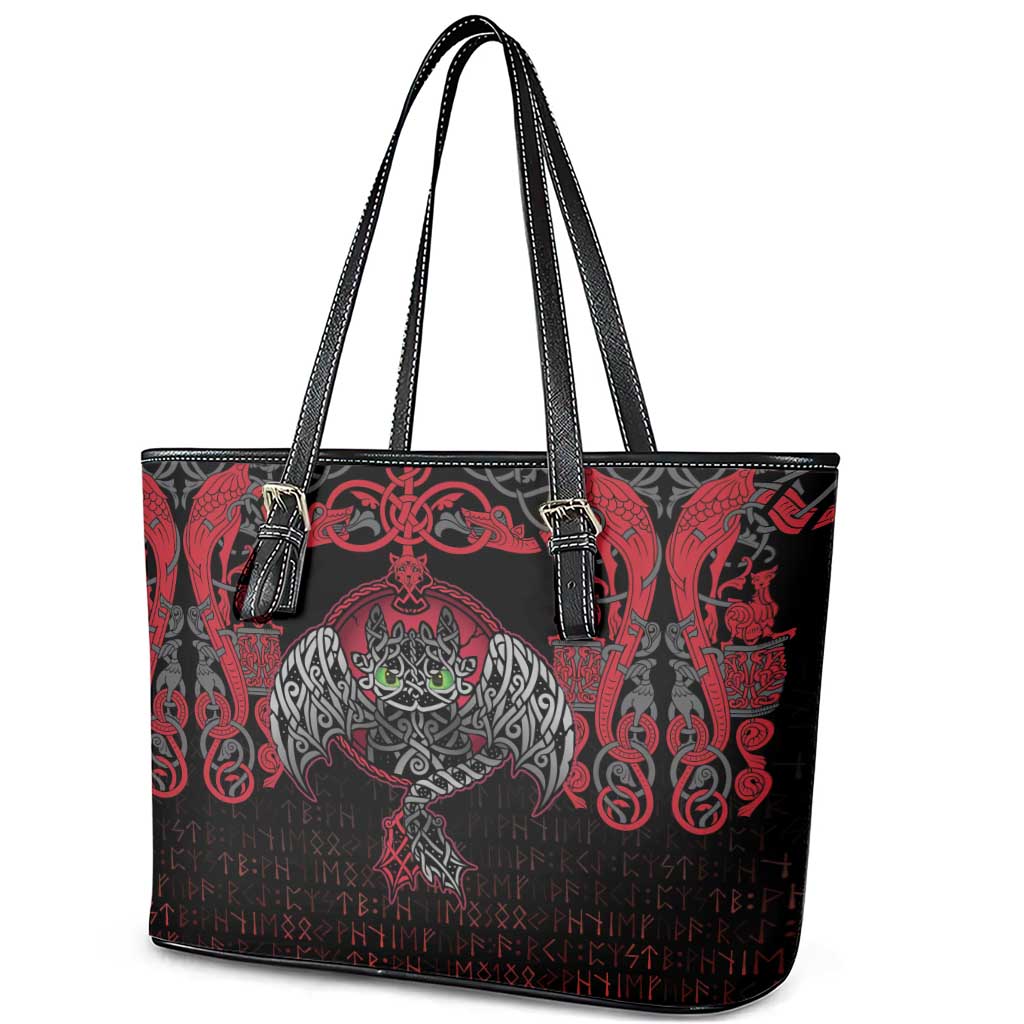 Black Dragon Vikings Leather Tote Bag - Wonder Print Shop