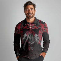 Black Dragon Vikings Long Sleeve Polo Shirt - Wonder Print Shop