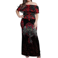 Black Dragon Vikings Off Shoulder Maxi Dress - Wonder Print Shop