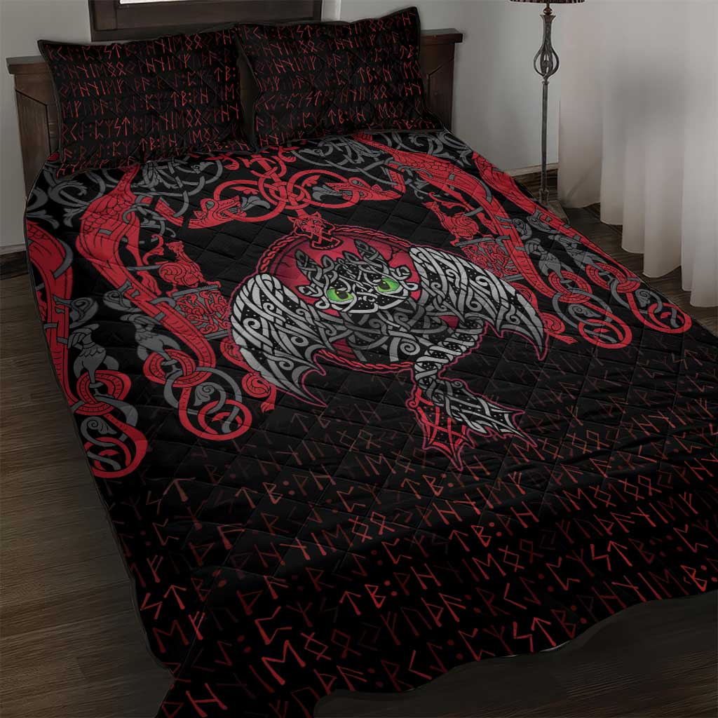 Black Dragon Vikings Quilt Bed Set - Wonder Print Shop