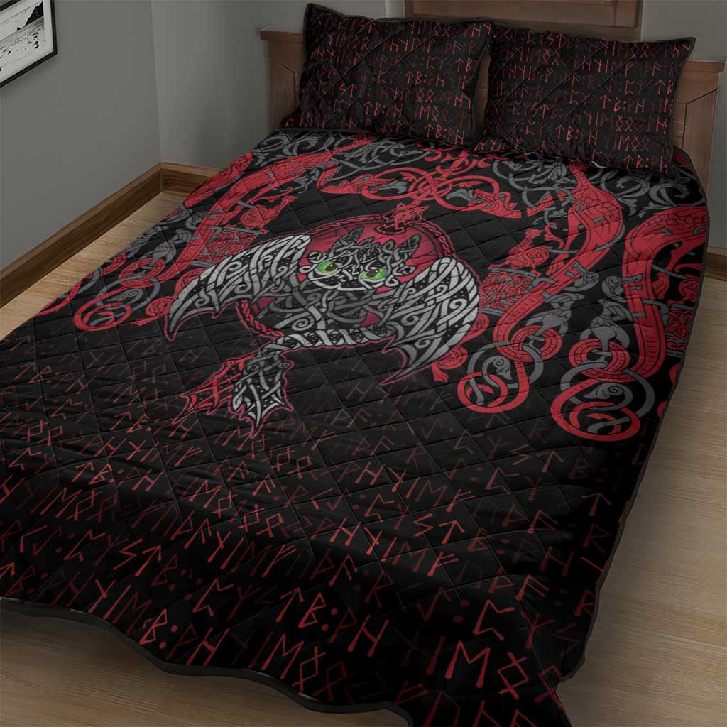 Black Dragon Vikings Quilt Bed Set - Wonder Print Shop