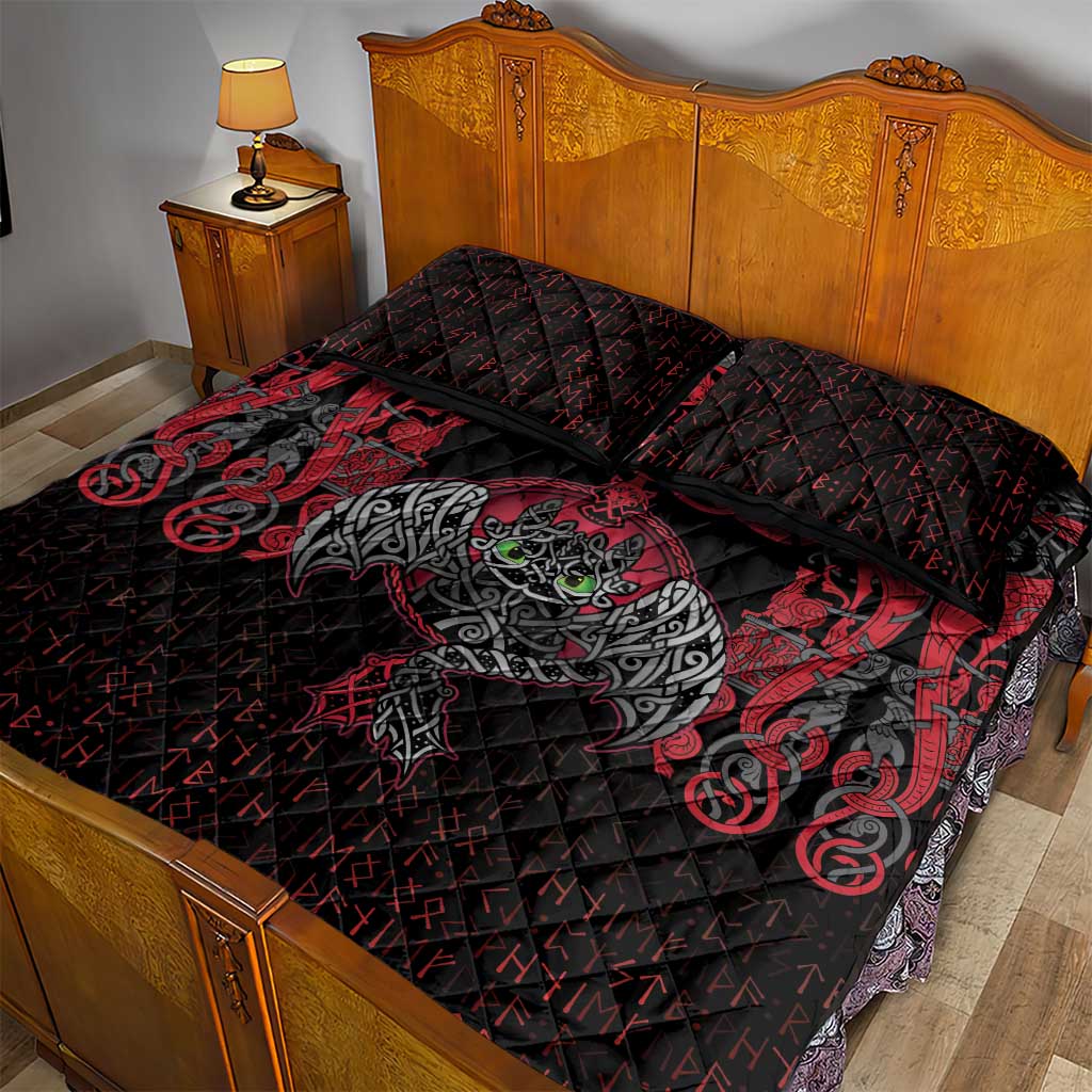 Black Dragon Vikings Quilt Bed Set - Wonder Print Shop