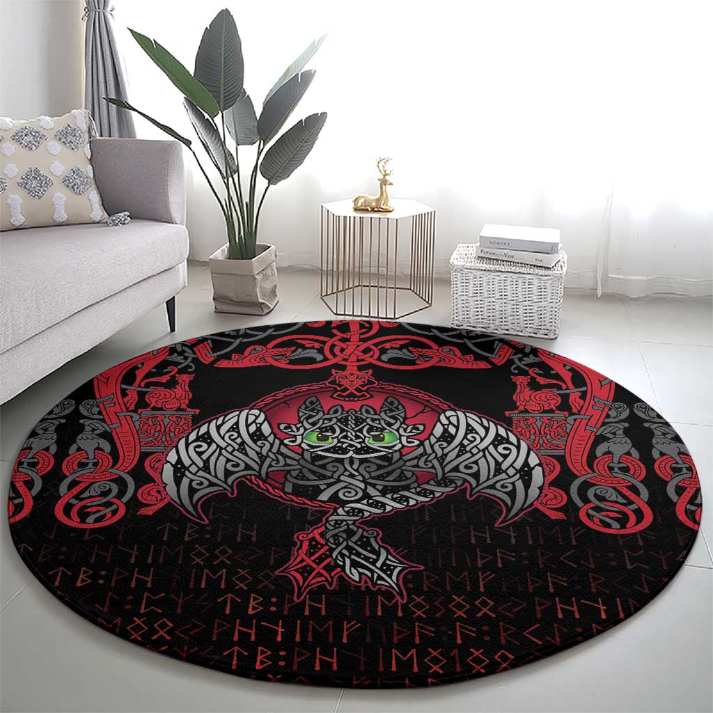 Black Dragon Vikings Round Carpet - Wonder Print Shop