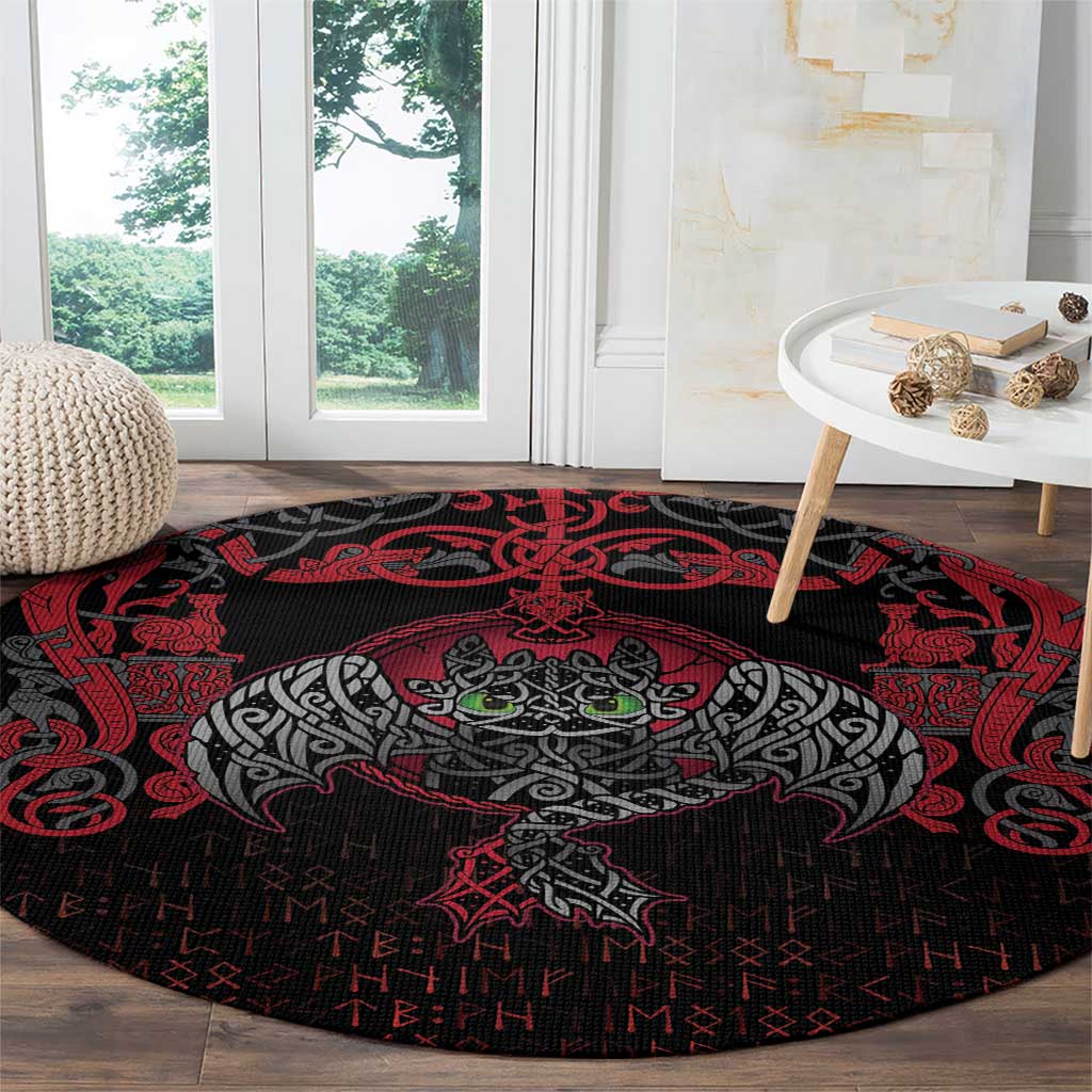 Black Dragon Vikings Round Carpet - Wonder Print Shop