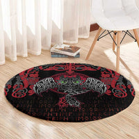 Black Dragon Vikings Round Carpet - Wonder Print Shop
