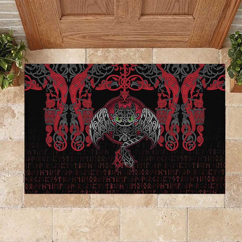 Black Dragon Vikings Rubber Doormat - Wonder Print Shop