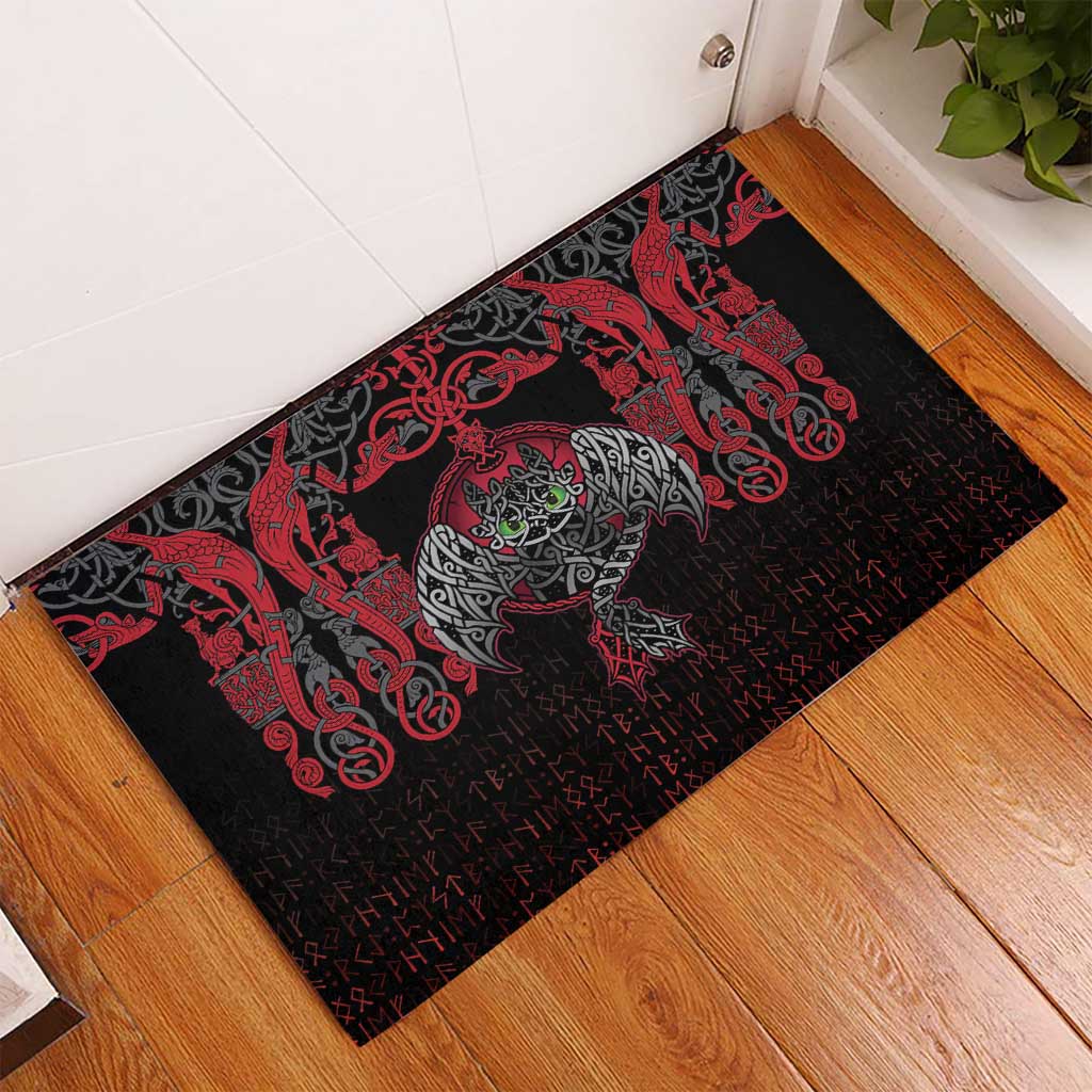 Black Dragon Vikings Rubber Doormat - Wonder Print Shop