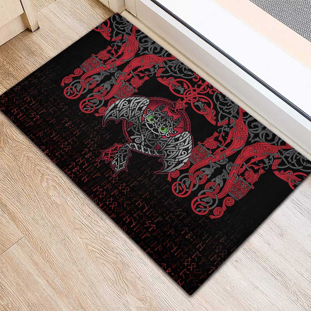 Black Dragon Vikings Rubber Doormat - Wonder Print Shop