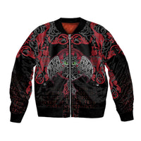 Black Dragon Vikings Sleeve Zip Bomber Jacket - Wonder Print Shop