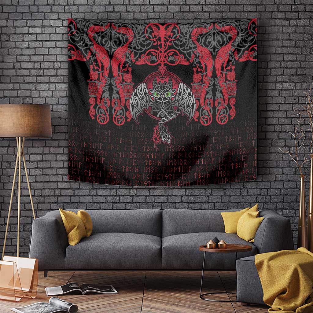 Black Dragon Vikings Tapestry - Wonder Print Shop