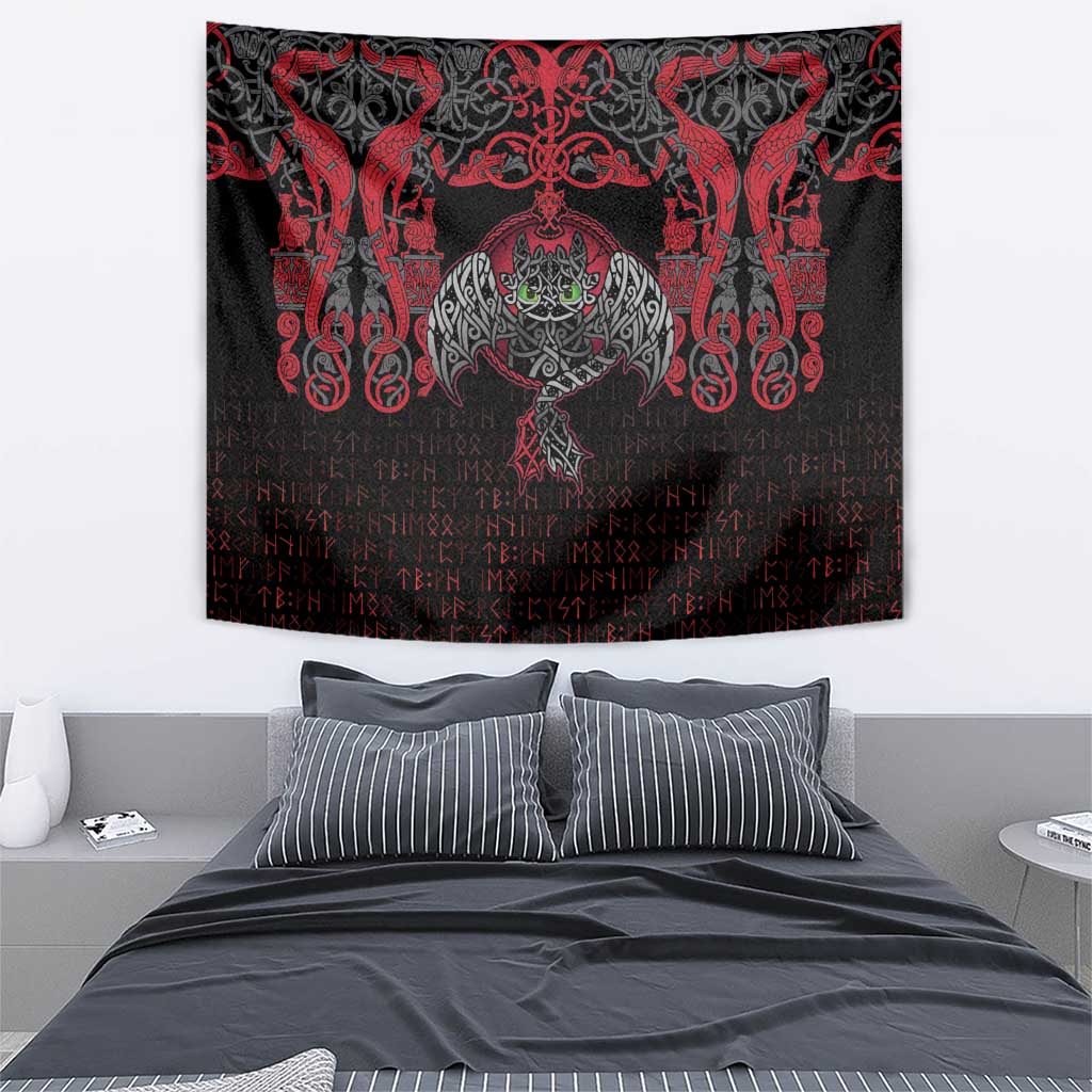 Black Dragon Vikings Tapestry - Wonder Print Shop