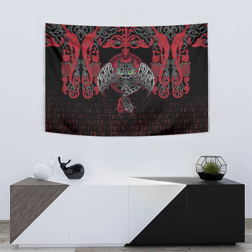 Black Dragon Vikings Tapestry - Wonder Print Shop