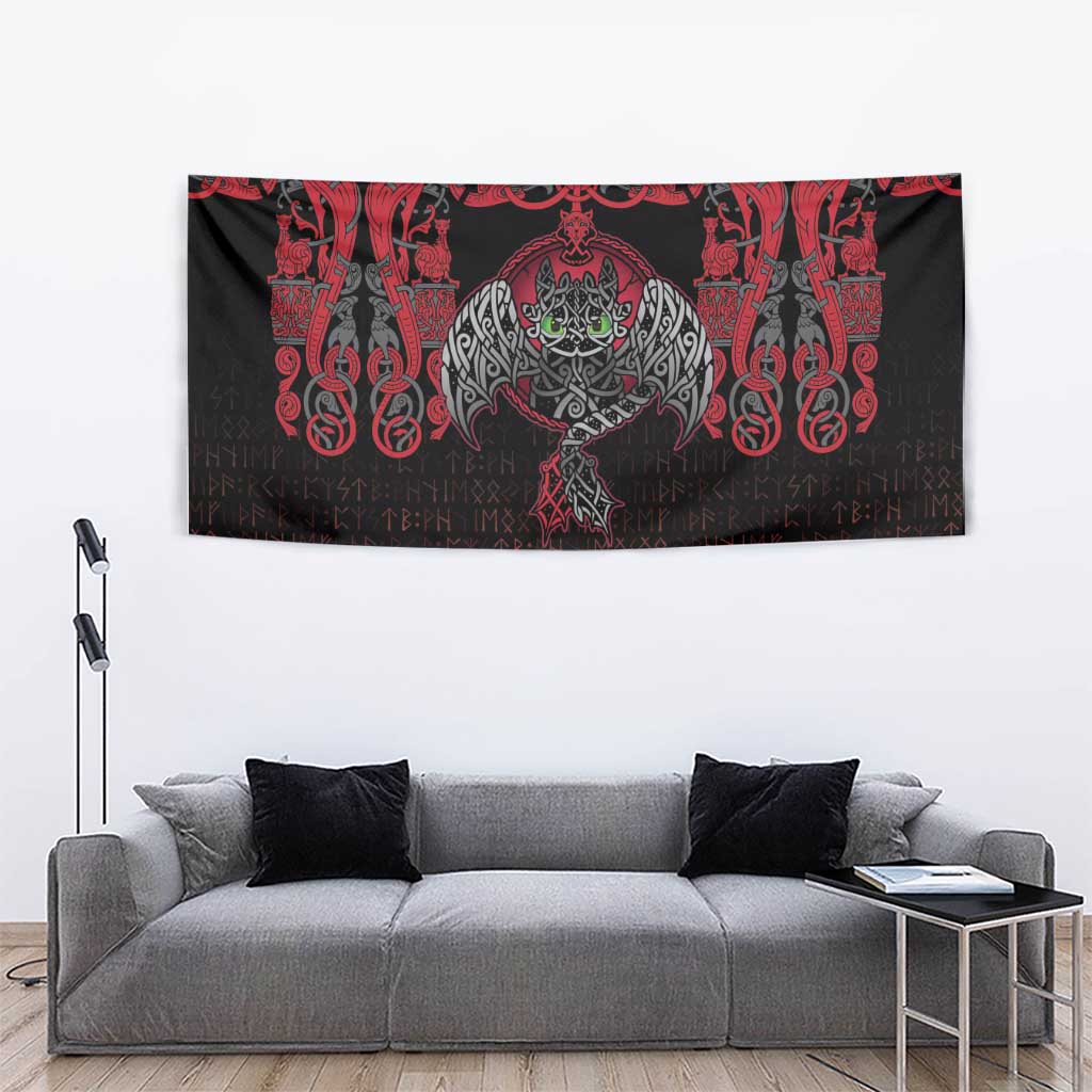 Black Dragon Vikings Tapestry - Wonder Print Shop