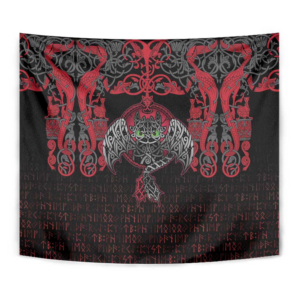 Black Dragon Vikings Tapestry - Wonder Print Shop