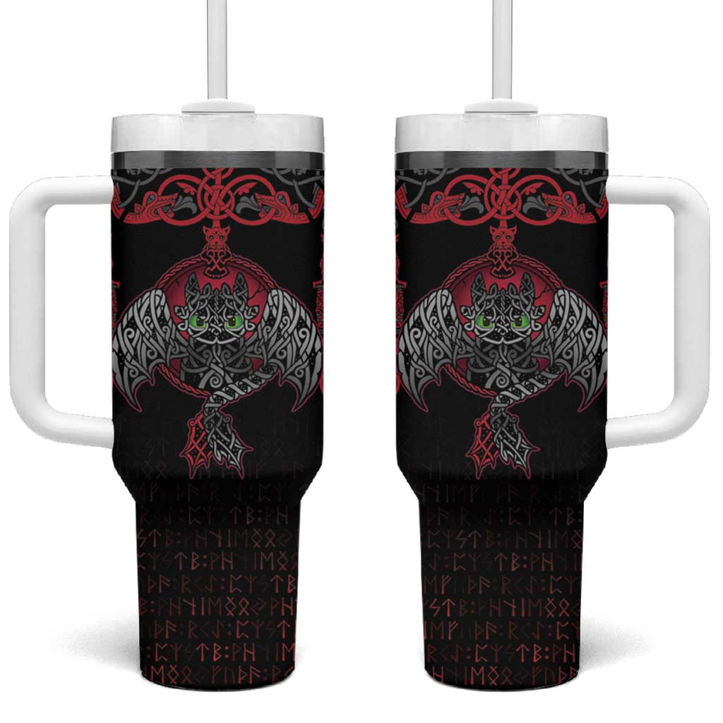 Black Dragon Vikings Tumbler With Handle - Wonder Print Shop