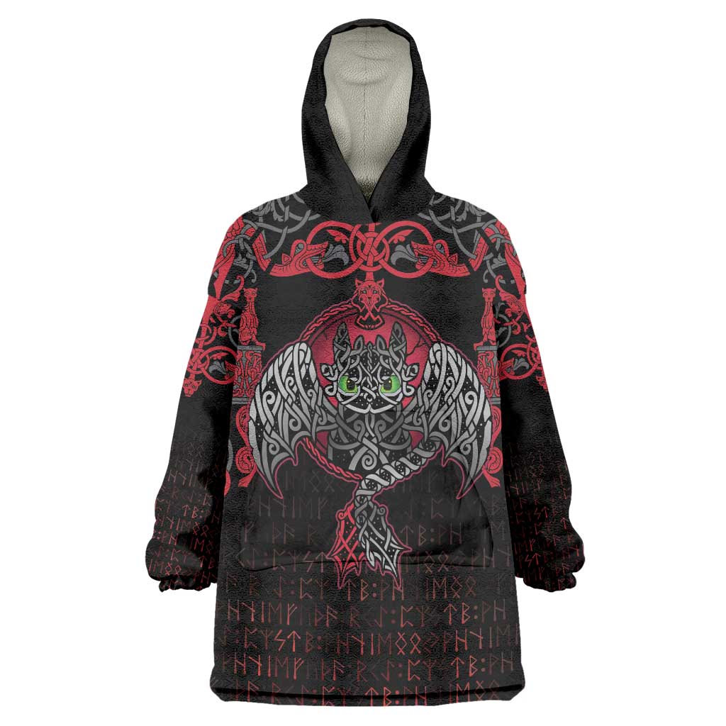 Black Dragon Vikings Wearable Blanket Hoodie - Wonder Print Shop