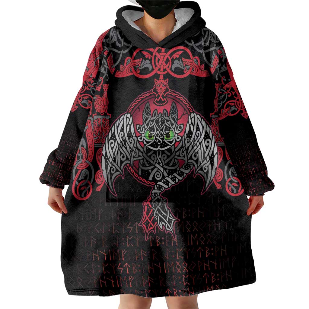 Black Dragon Vikings Wearable Blanket Hoodie - Wonder Print Shop