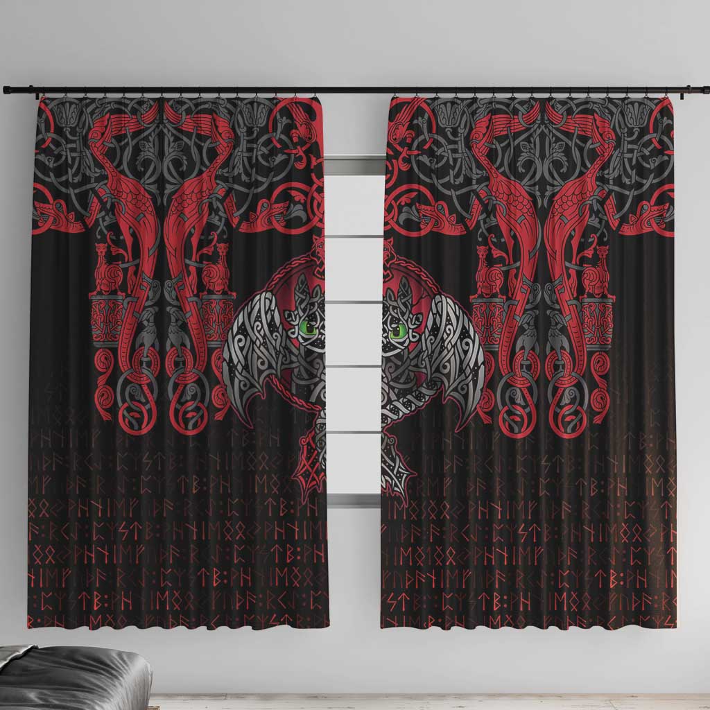 Black Dragon Vikings Window Curtain - Wonder Print Shop