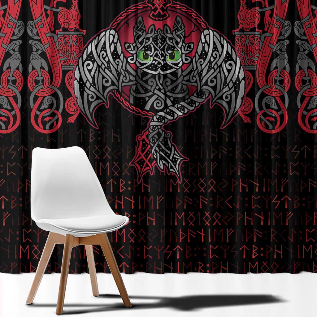 Black Dragon Vikings Window Curtain - Wonder Print Shop