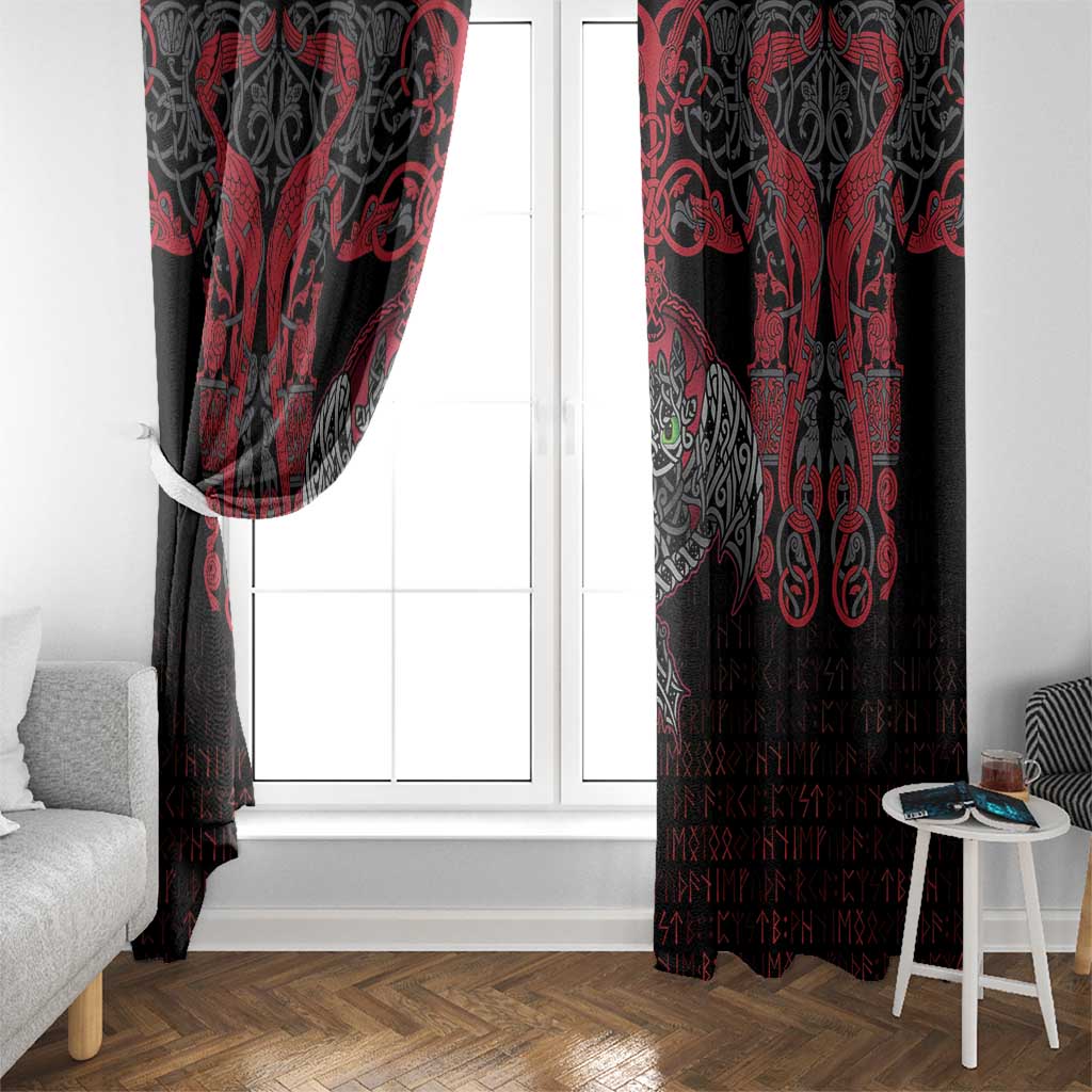 Black Dragon Vikings Window Curtain - Wonder Print Shop