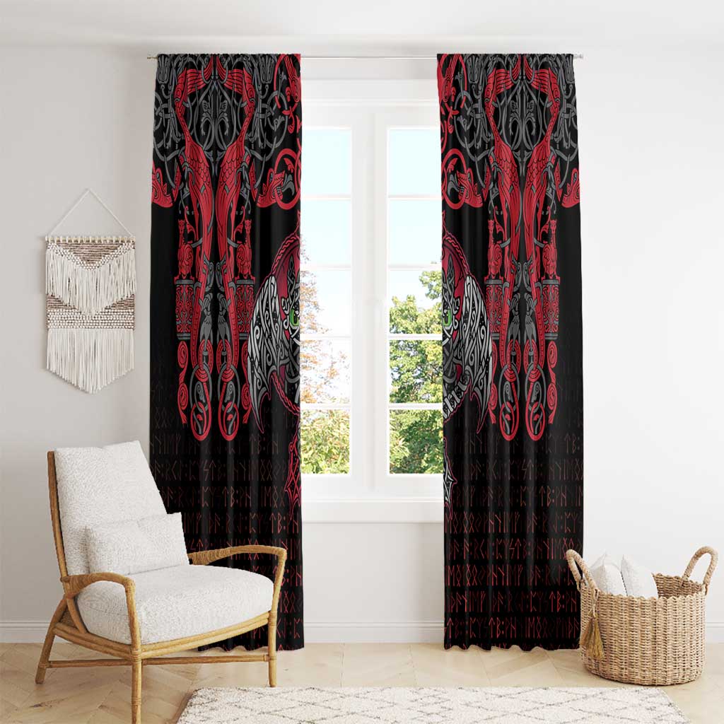 Black Dragon Vikings Window Curtain - Wonder Print Shop