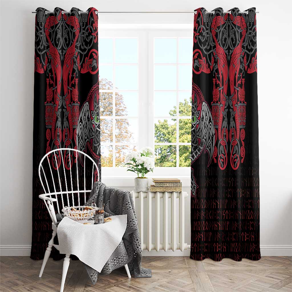 Black Dragon Vikings Window Curtain - Wonder Print Shop