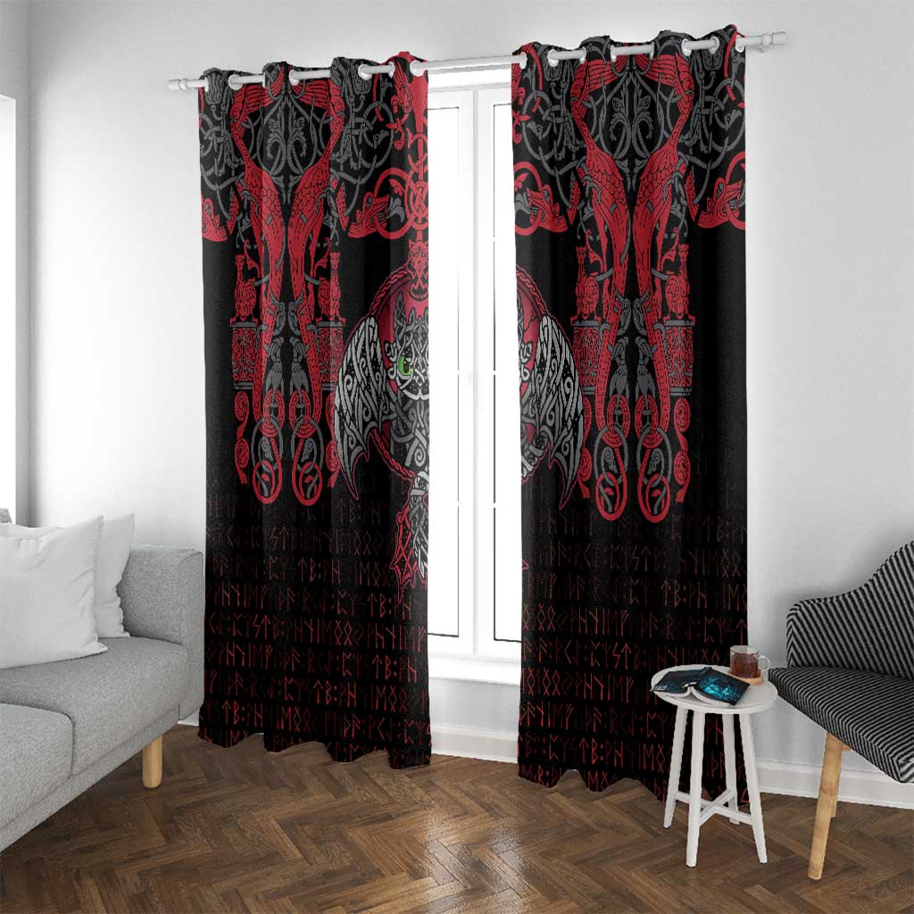 Black Dragon Vikings Window Curtain - Wonder Print Shop
