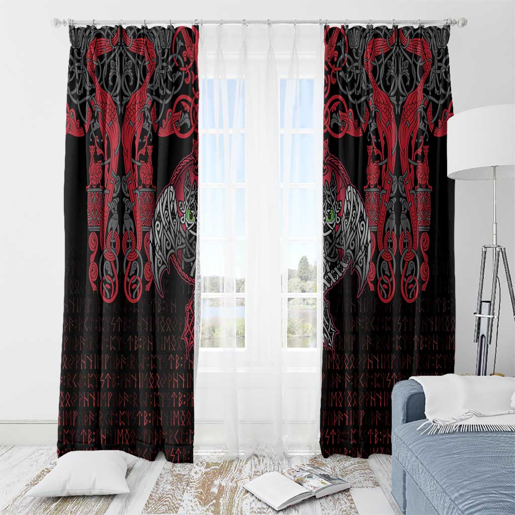 Black Dragon Vikings Window Curtain - Wonder Print Shop