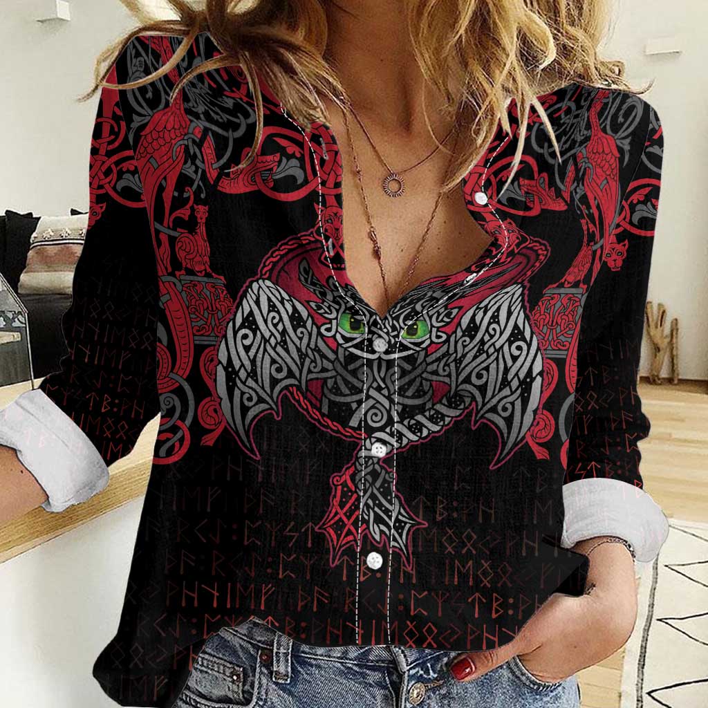 Black Dragon Vikings Women Casual Shirt - Wonder Print Shop