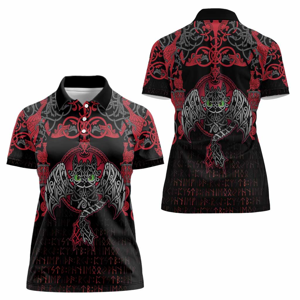 Black Dragon Vikings Women Polo Shirt - Wonder Print Shop