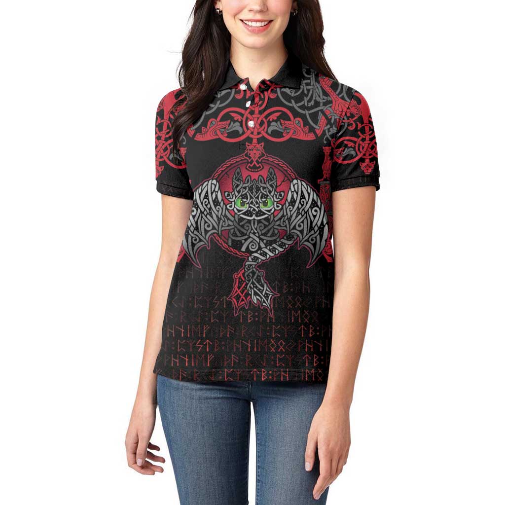 Black Dragon Vikings Women Polo Shirt - Wonder Print Shop