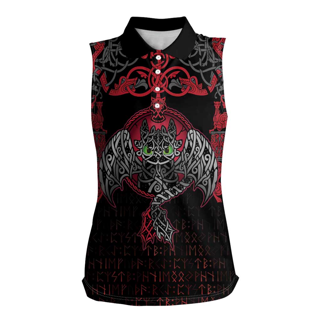 Black Dragon Vikings Women Sleeveless Polo Shirt - Wonder Print Shop