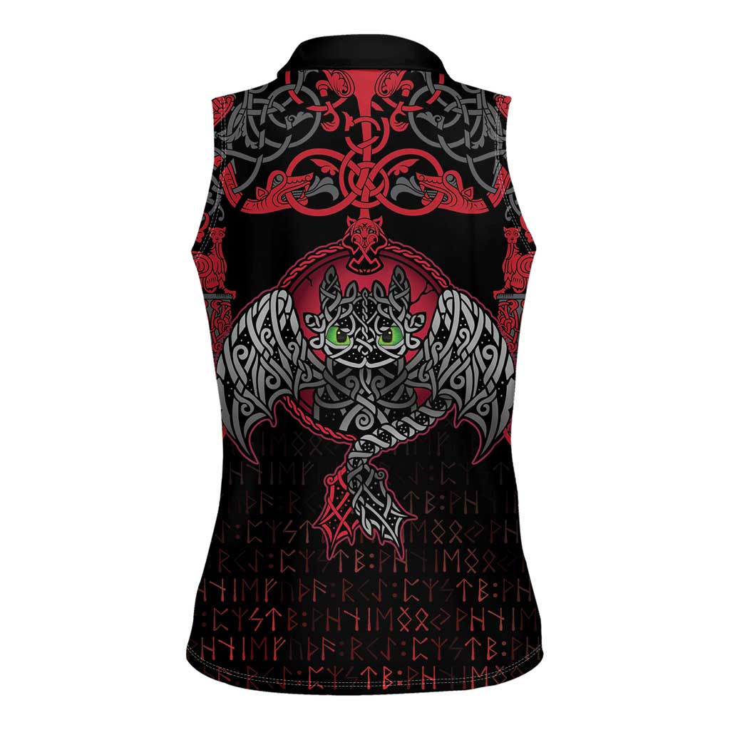 Black Dragon Vikings Women Sleeveless Polo Shirt - Wonder Print Shop