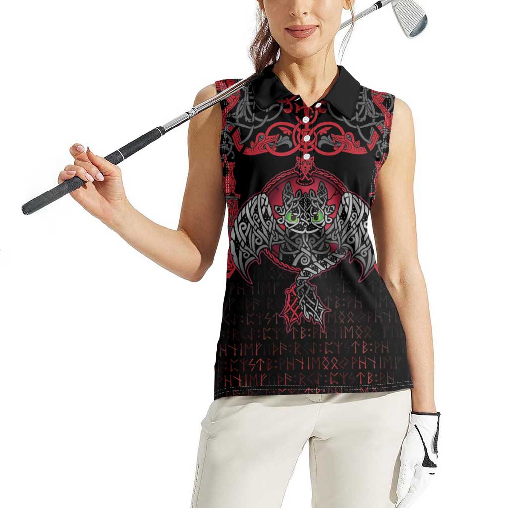 Black Dragon Vikings Women Sleeveless Polo Shirt - Wonder Print Shop