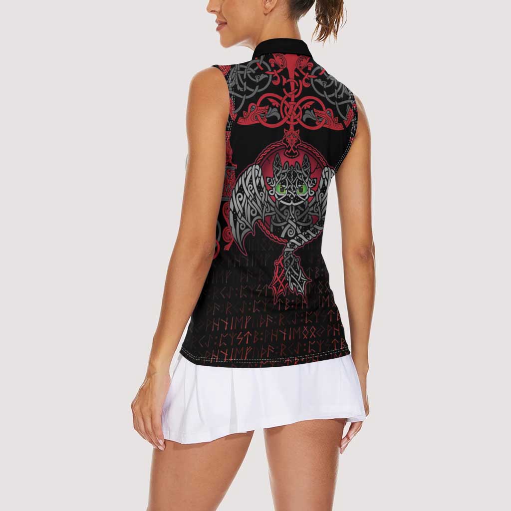 Black Dragon Vikings Women Sleeveless Polo Shirt - Wonder Print Shop