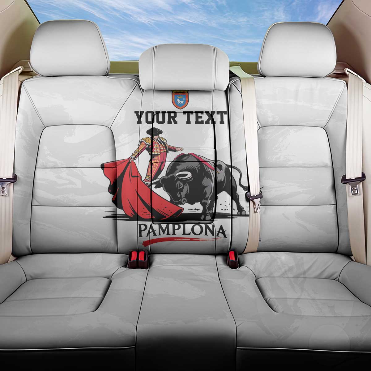 Personalized San Fermin Festival Back Car Seat Cover Pamplona Bull Run - Wonder Print Shop