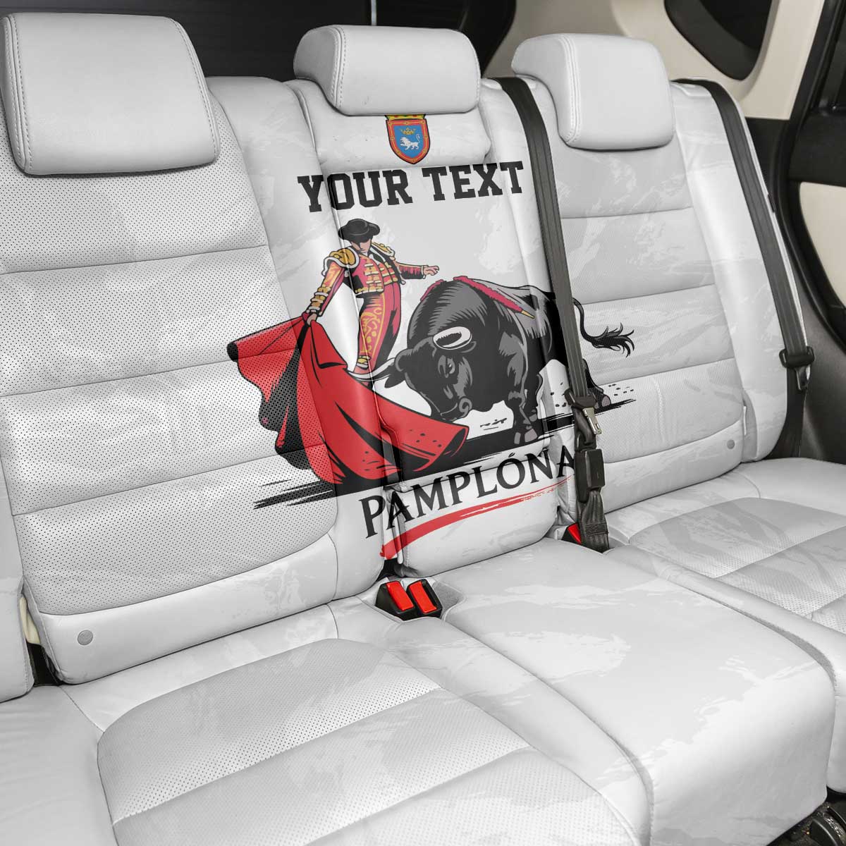 Personalized San Fermin Festival Back Car Seat Cover Pamplona Bull Run - Wonder Print Shop