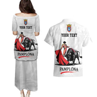 Personalized San Fermin Festival Couples Matching Puletasi and Hawaiian Shirt Pamplona Bull Run - Wonder Print Shop