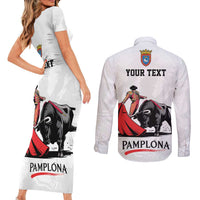 Personalized San Fermin Festival Couples Matching Short Sleeve Bodycon Dress and Long Sleeve Button Shirt Pamplona Bull Run - Wonder Print Shop