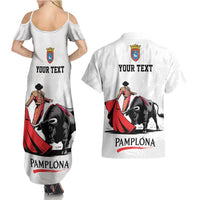 Personalized San Fermin Festival Couples Matching Summer Maxi Dress and Hawaiian Shirt Pamplona Bull Run - Wonder Print Shop