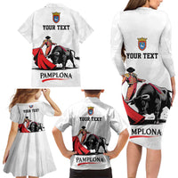 Personalized San Fermin Festival Family Matching Long Sleeve Bodycon Dress and Hawaiian Shirt Pamplona Bull Run - Wonder Print Shop