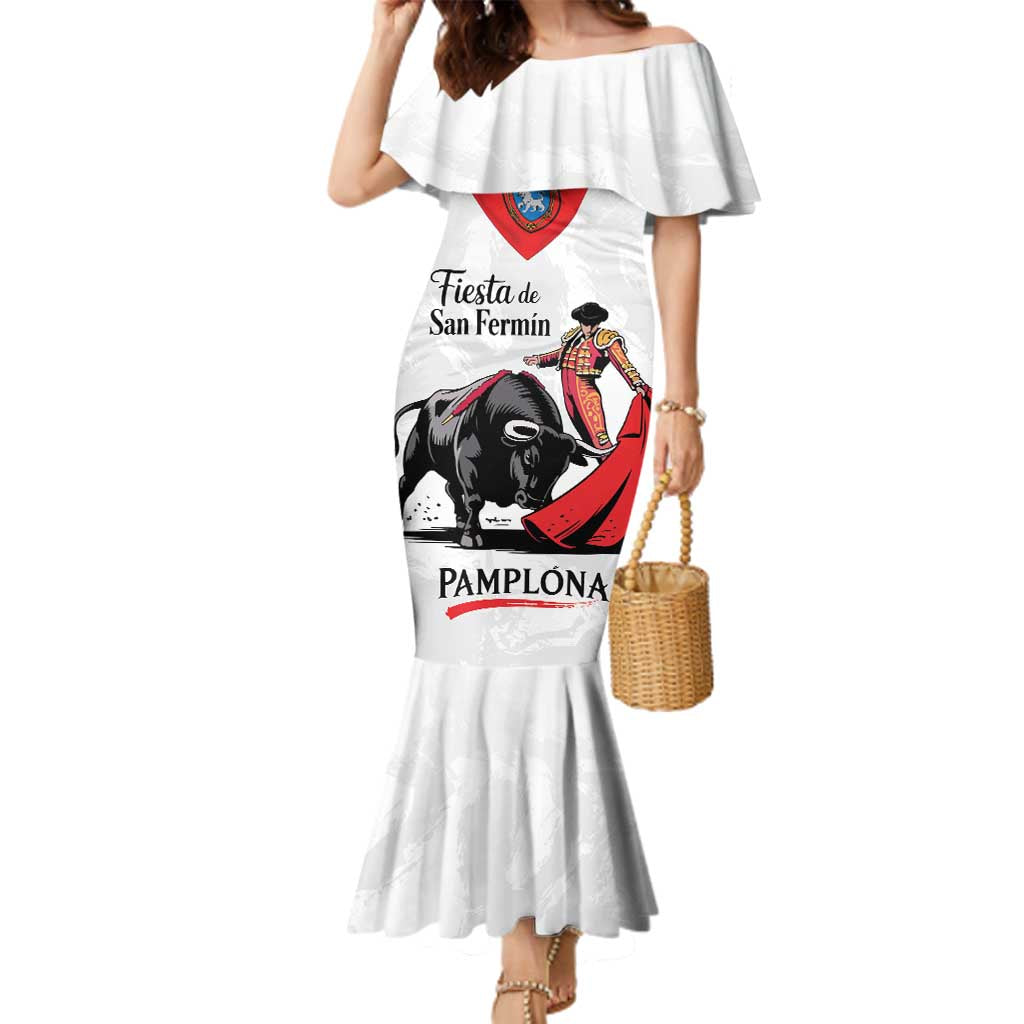 Personalized San Fermin Festival Family Matching Mermaid Dress and Hawaiian Shirt Pamplona Bull Run - Wonder Print Shop