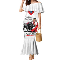 Personalized San Fermin Festival Family Matching Mermaid Dress and Hawaiian Shirt Pamplona Bull Run - Wonder Print Shop
