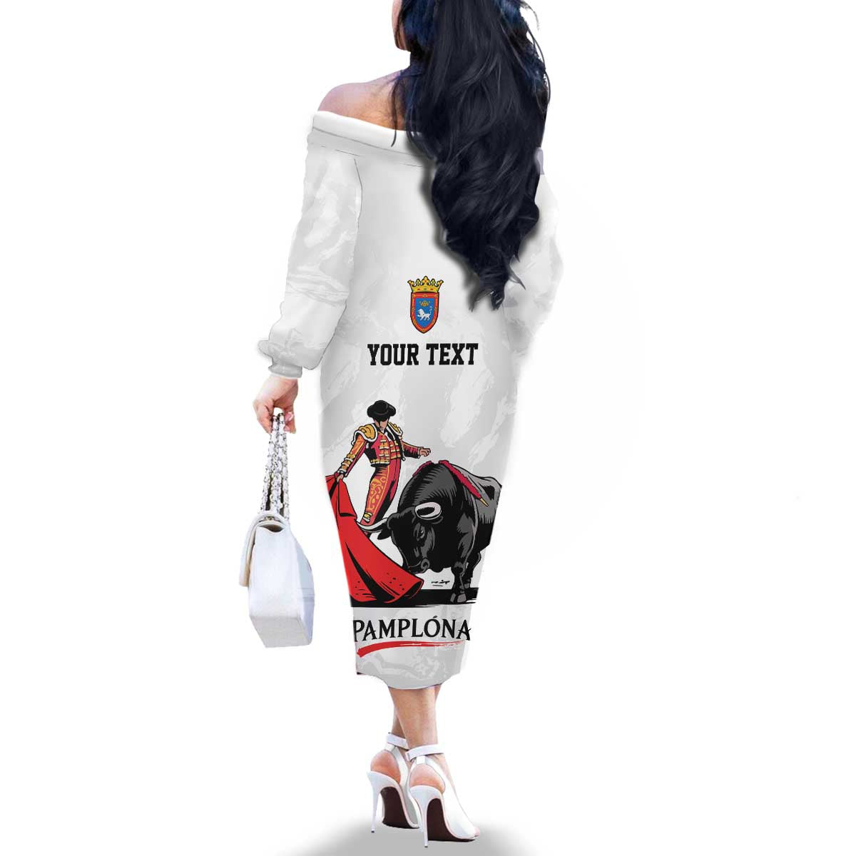 Personalized San Fermin Festival Family Matching Off The Shoulder Long Sleeve Dress and Hawaiian Shirt Pamplona Bull Run - Wonder Print Shop