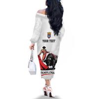 Personalized San Fermin Festival Family Matching Off The Shoulder Long Sleeve Dress and Hawaiian Shirt Pamplona Bull Run - Wonder Print Shop