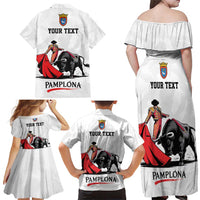 Personalized San Fermin Festival Family Matching Off Shoulder Maxi Dress and Hawaiian Shirt Pamplona Bull Run - Wonder Print Shop